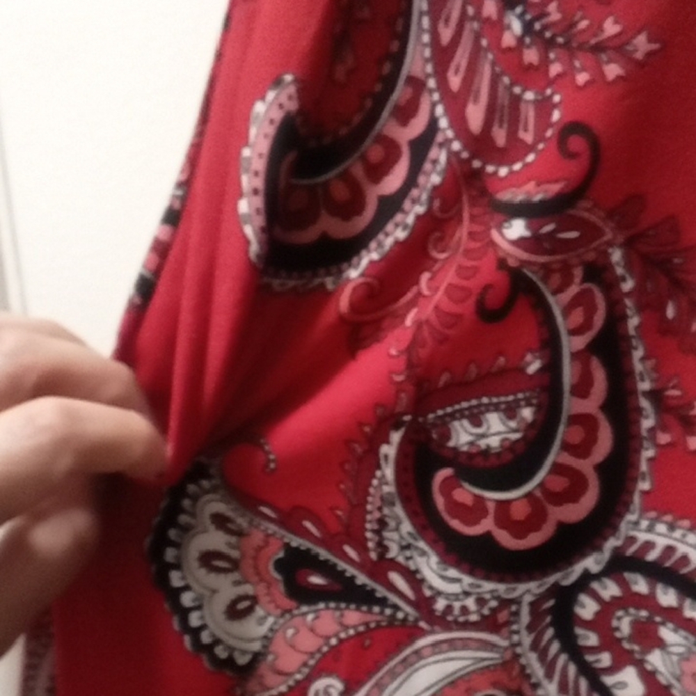 Printed Pocket Red Sleeveless Tunic - Picture 7 of 8